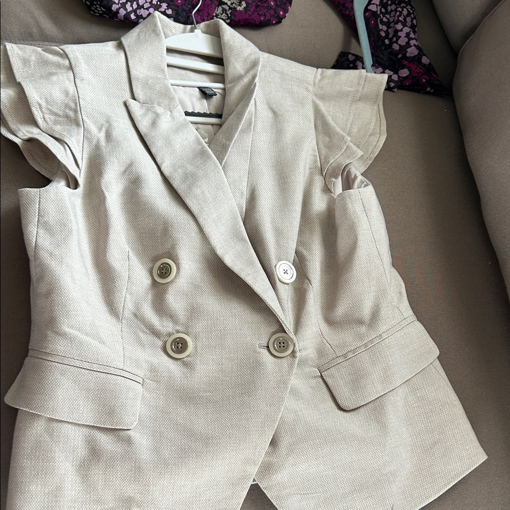 Beige Double-Breasted Vest